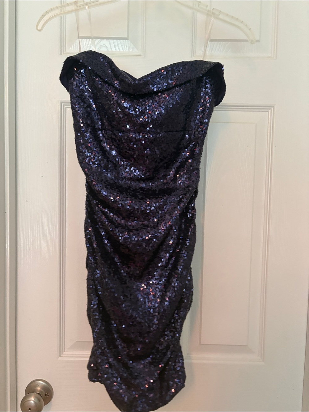 Strapless Dark purple Sequin Cocktail Dress